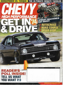 CHEVY HIGH PERFORMANCE 2011 JULY - HP VS TORQUE, '67 CHEVELLE, CHRIS KEPHART